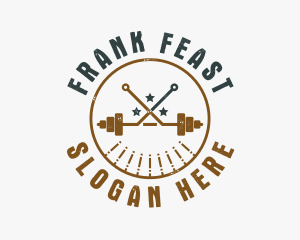 Hipster Workout Barbell logo design