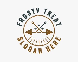 Hipster Workout Barbell logo design