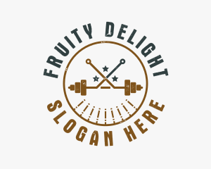 Hipster Workout Barbell logo design