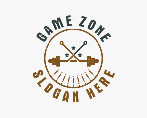 Hipster Workout Barbell logo design