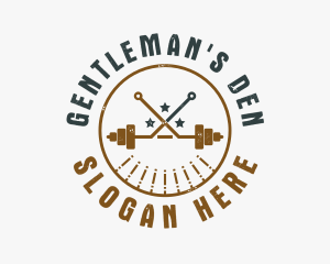 Hipster Workout Barbell logo design