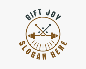 Hipster Workout Barbell logo design