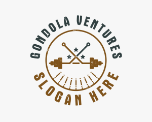 Hipster Workout Barbell logo design