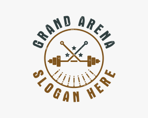 Hipster Workout Barbell logo design