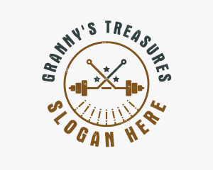 Hipster Workout Barbell logo design