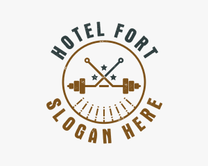 Hipster Workout Barbell logo design