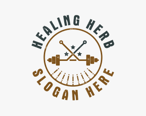 Hipster Workout Barbell logo design