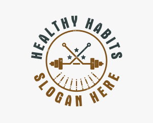 Hipster Workout Barbell logo design