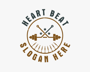 Hipster Workout Barbell logo design