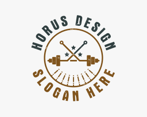 Hipster Workout Barbell logo design