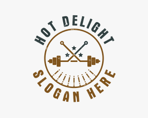 Hipster Workout Barbell logo design