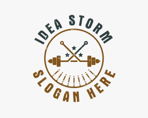 Hipster Workout Barbell logo design