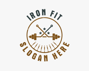 Barbell - Hipster Workout Barbell logo design