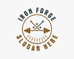 Hipster Workout Barbell logo design