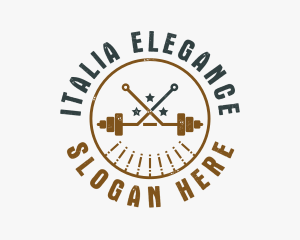 Hipster Workout Barbell logo design