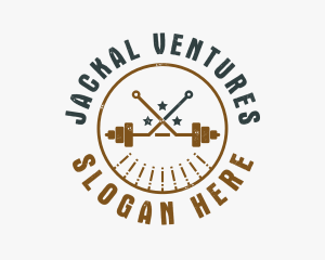 Hipster Workout Barbell logo design