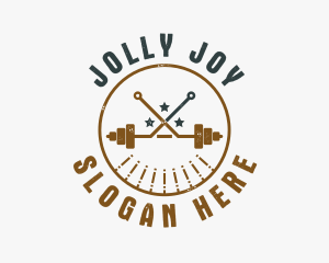 Hipster Workout Barbell logo design