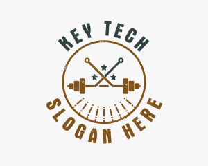 Hipster Workout Barbell logo design