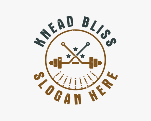 Hipster Workout Barbell logo design