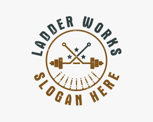 Hipster Workout Barbell logo design