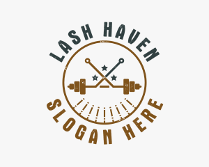 Hipster Workout Barbell logo design