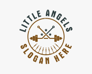 Hipster Workout Barbell logo design