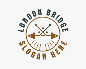 Hipster Workout Barbell logo design