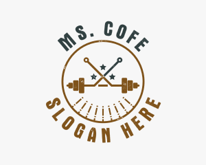 Hipster Workout Barbell logo design