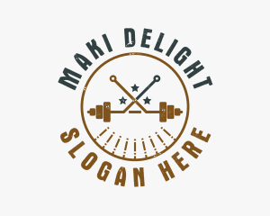 Hipster Workout Barbell logo design