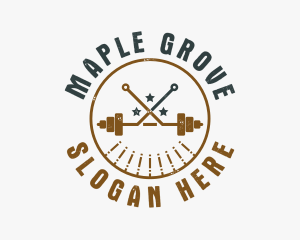 Hipster Workout Barbell logo design