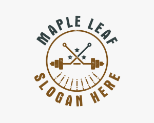 Hipster Workout Barbell logo design