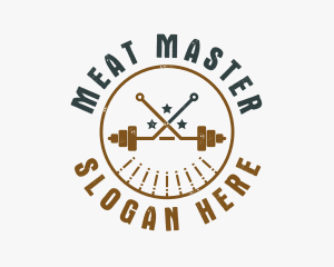 Hipster Workout Barbell logo design