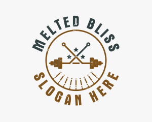 Hipster Workout Barbell logo design