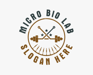 Hipster Workout Barbell logo design