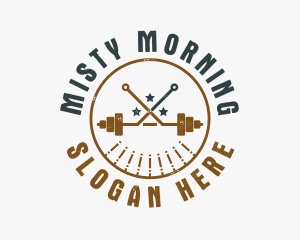 Hipster Workout Barbell logo design