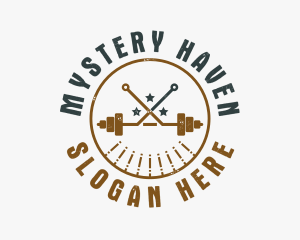 Hipster Workout Barbell logo design