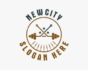 Hipster Workout Barbell logo design