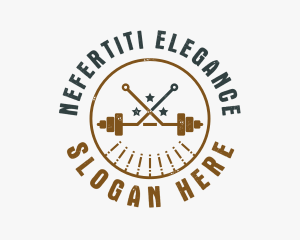 Hipster Workout Barbell logo design