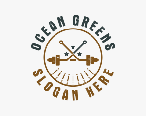 Hipster Workout Barbell logo design