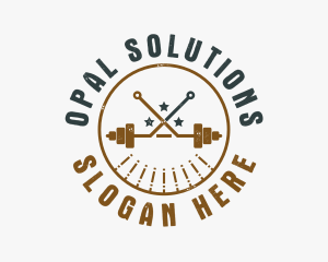 Hipster Workout Barbell logo design