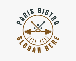 Hipster Workout Barbell logo design