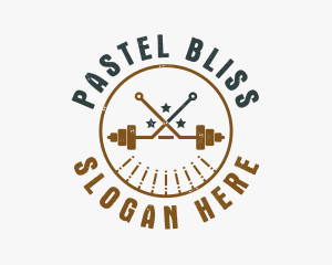 Hipster Workout Barbell logo design