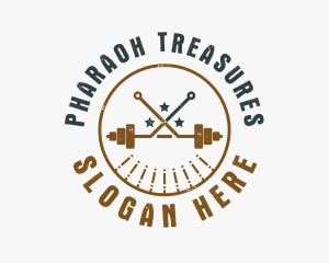 Hipster Workout Barbell logo design