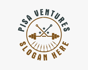 Hipster Workout Barbell logo design