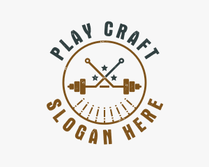 Hipster Workout Barbell logo design