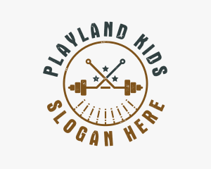 Hipster Workout Barbell logo design