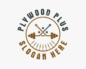 Hipster Workout Barbell logo design