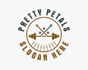 Hipster Workout Barbell logo design