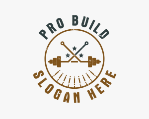 Hipster Workout Barbell logo design