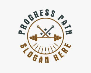 Hipster Workout Barbell logo design